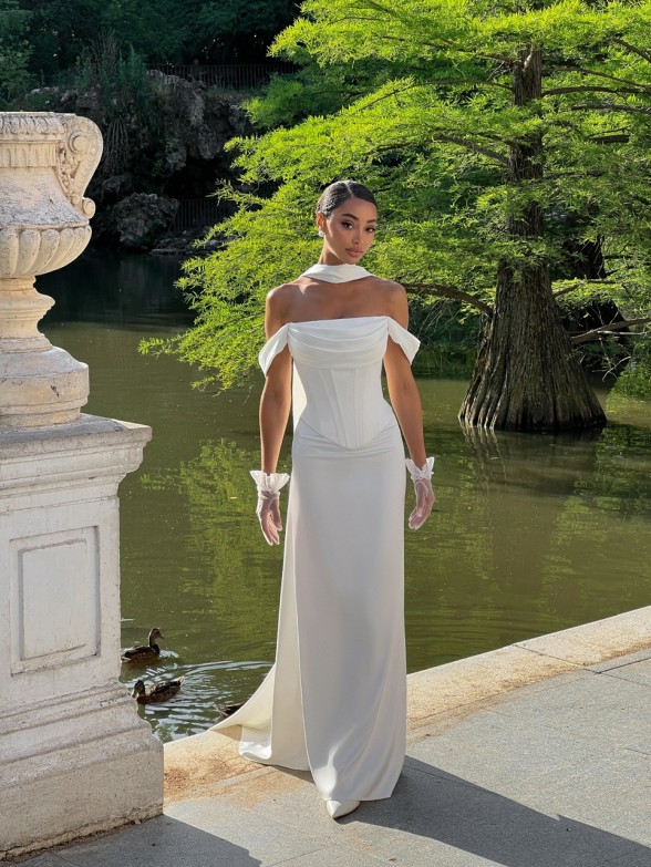 Біла атласна Спідниця "Lyra"