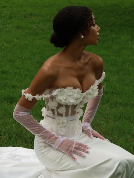 Mesh Corset in White Color "Gloria"