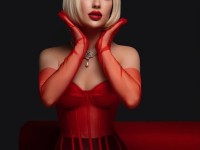 Червоний прозорий корсет з сіточки <span>Lia</span>