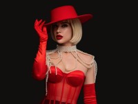 Червоний прозорий корсет з сіточки <span>Lia</span>