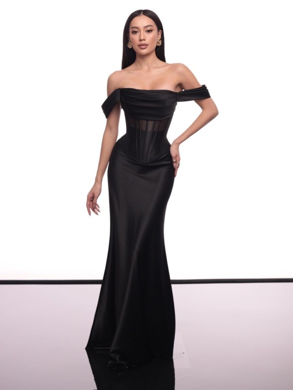 Чорна атласна Спідниця "Midnight Wave"