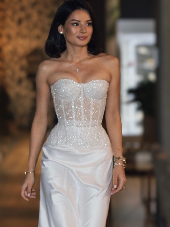 Сяючий корсет в білому кольорі "Shine"