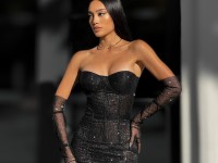 Блискуча глітерна корсетна сукня в чорному кольорі <span>Diamond Shine</span>