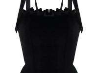 Чорний оксамитовий корсет з рюшами <span>Bow</span>