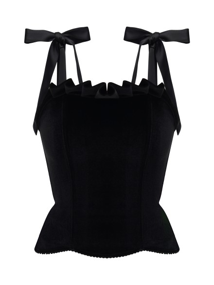 Black Velvet Corset with Ruffles "Bow"
