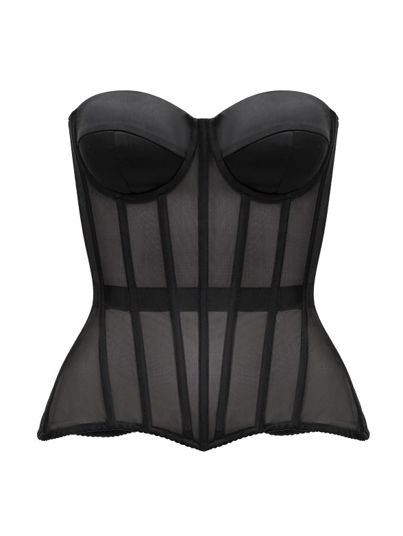 Прозорий корсет з сіточки в чорному кольорі "Lia"