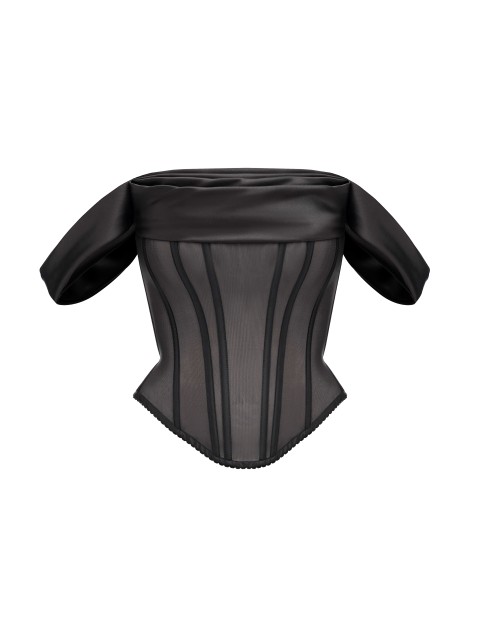 Корсет з сіточки в чорному кольорі "Waves"