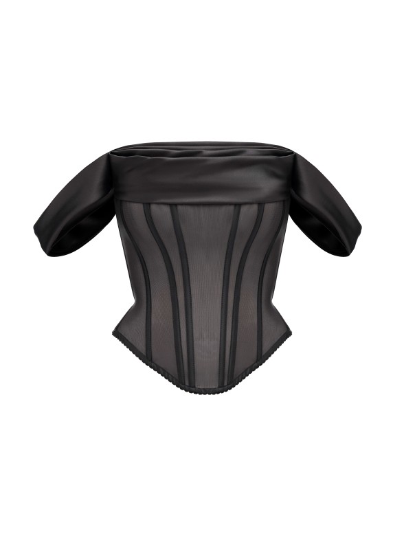 Корсет з сіточки в чорному кольорі "Waves"